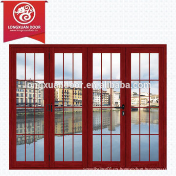 Puertas plegables de cristal de lujo de encargo de la fábrica con las rejillas, puertas de cristal del marco del aluminio